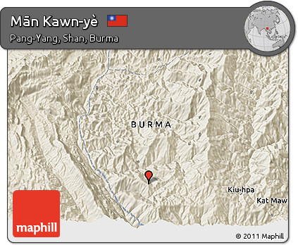 Shaded Relief 3D Map of Mān Kawn-yè