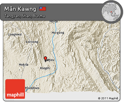 Shaded Relief 3D Map of Mān Kawng