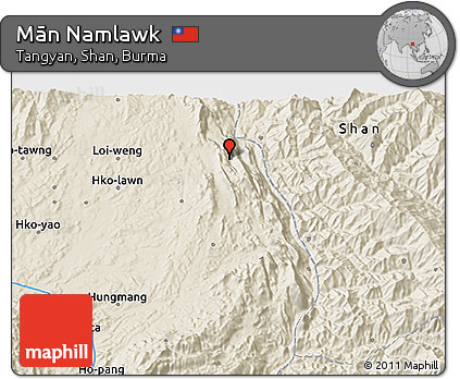 Shaded Relief 3D Map of Mān Namlawk