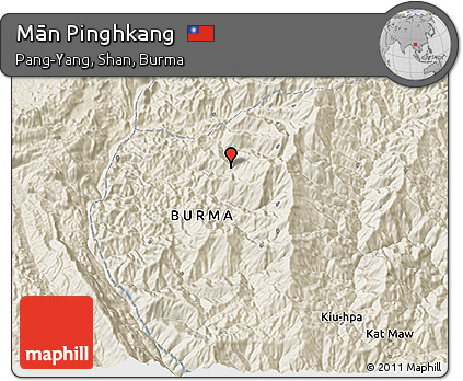 Shaded Relief 3D Map of Mān Pinghkang