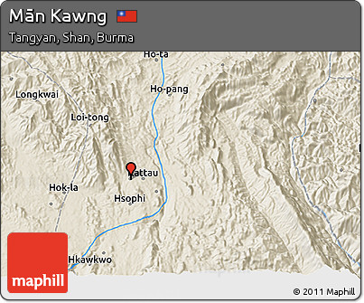 Shaded Relief 3D Map of Mān Kawng