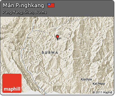 Shaded Relief 3D Map of Mān Pinghkang