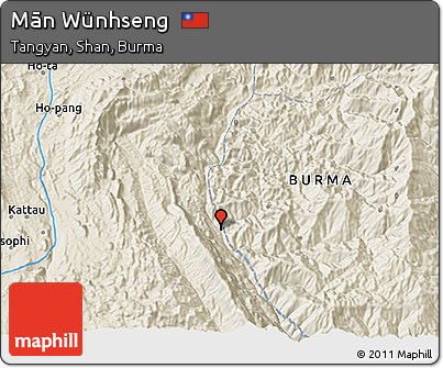 Shaded Relief 3D Map of Mān Wünhseng