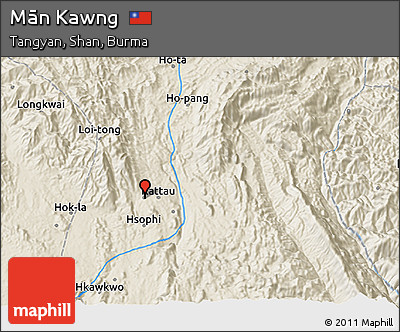 Shaded Relief 3D Map of Mān Kawng