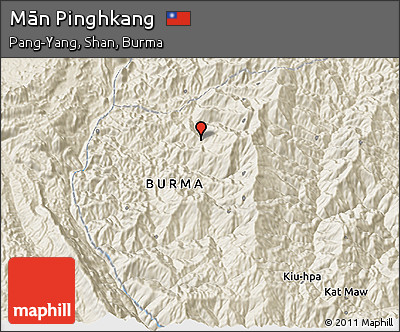 Shaded Relief 3D Map of Mān Pinghkang