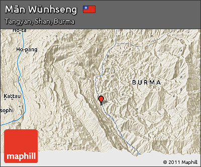 Shaded Relief 3D Map of Mān Wünhseng