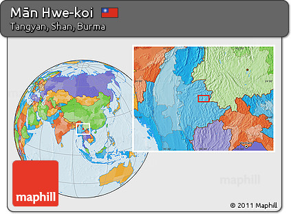 Political Location Map of Mān Hwe-koi