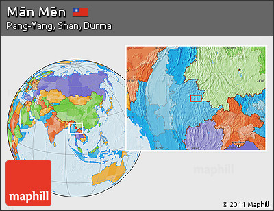 Political Location Map of Mān Mēn