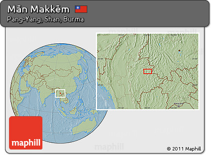Savanna Style Location Map of Mān Makkēm, hill shading