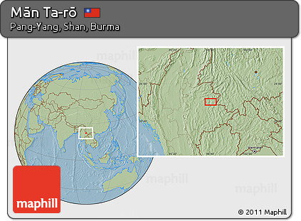 Savanna Style Location Map of Mān Ta-rō, hill shading