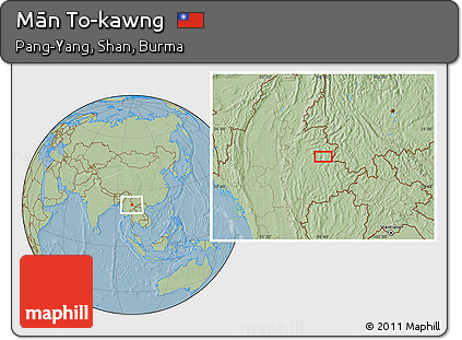 Savanna Style Location Map of Mān To-kawng, hill shading