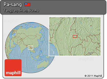 Savanna Style Location Map of Pa-sang, hill shading