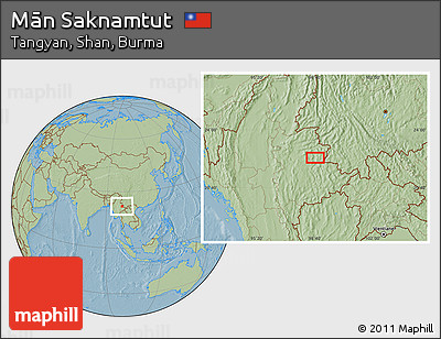 Savanna Style Location Map of Mān Saknamtut, hill shading