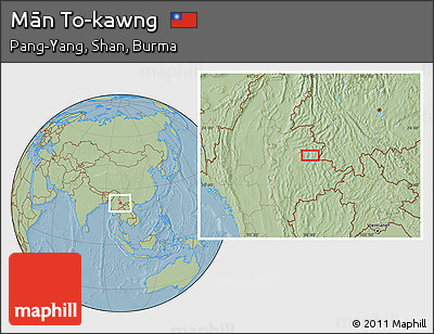 Savanna Style Location Map of Mān To-kawng, hill shading