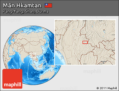 Shaded Relief Location Map of Mān Hkamtan