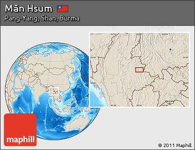 Shaded Relief Location Map of Mān Hsum