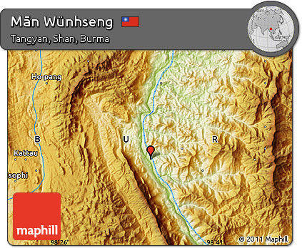 Physical Map of Mān Wünhseng