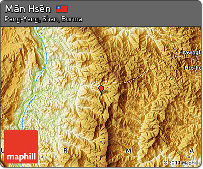 Physical Map of Mān Hsēn