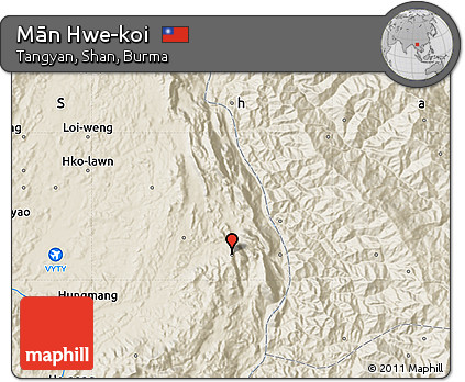 Shaded Relief Map of Mān Hwe-koi