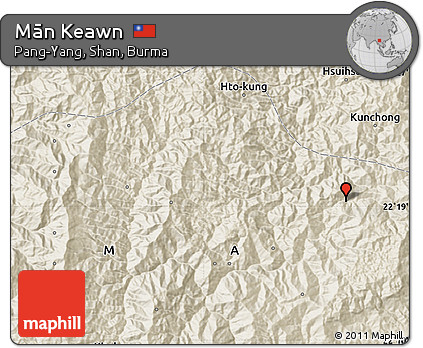 Shaded Relief Map of Mān Keawn