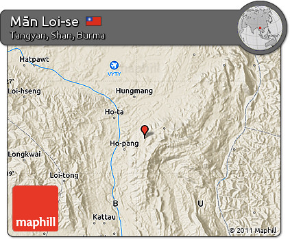 Shaded Relief Map of Mān Loi-se