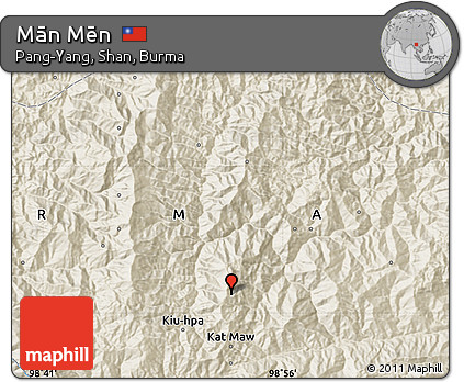 Shaded Relief Map of Mān Mēn