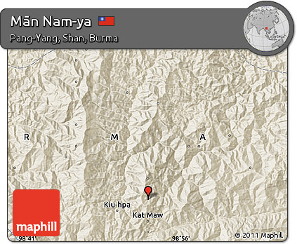 Shaded Relief Map of Mān Nam-ya