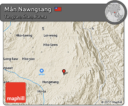 Shaded Relief Map of Mān Nawngsang