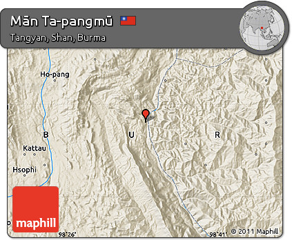 Shaded Relief Map of Mān Ta-pangmū