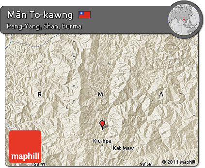 Shaded Relief Map of Mān To-kawng