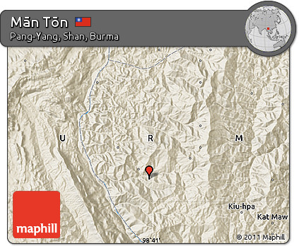 Shaded Relief Map of Mān Tōn