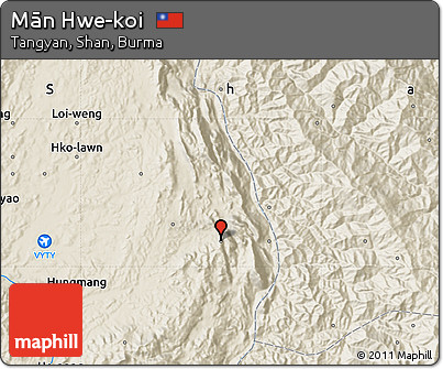 Shaded Relief Map of Mān Hwe-koi