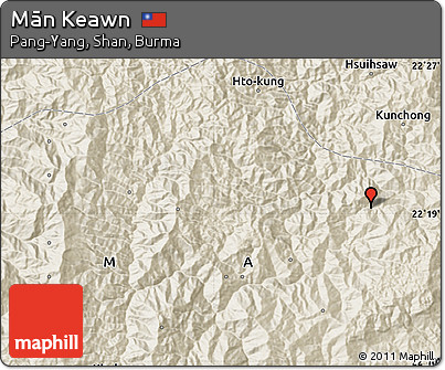 Shaded Relief Map of Mān Keawn
