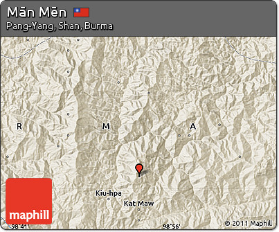 Shaded Relief Map of Mān Mēn