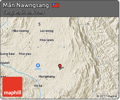 Shaded Relief Map of Mān Nawngsang
