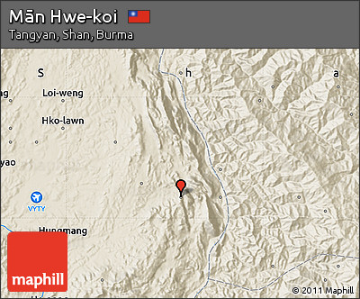 Shaded Relief Map of Mān Hwe-koi