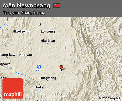 Shaded Relief Map of Mān Nawngsang