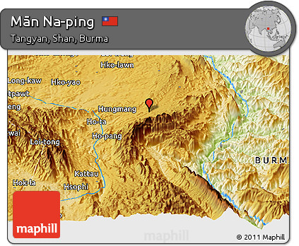Physical Panoramic Map of Mān Na-ping