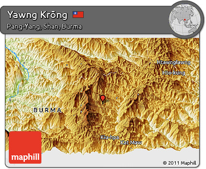 Physical Panoramic Map of Yawng Krōng