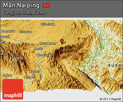 Physical Panoramic Map of Mān Na-ping