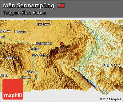 Physical Panoramic Map of Mān Sannampüng