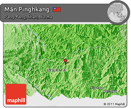 Political Panoramic Map of Mān Pinghkang