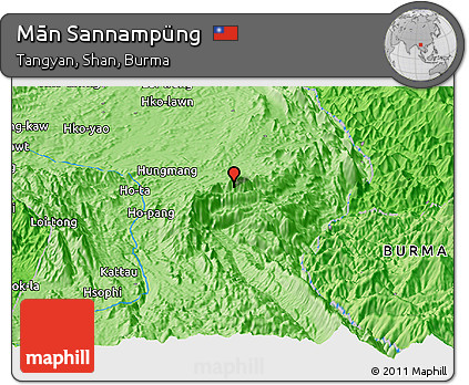Political Panoramic Map of Mān Sannampüng