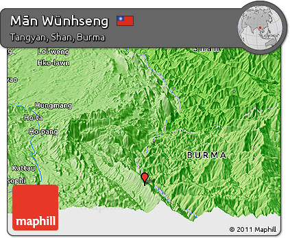 Political Panoramic Map of Mān Wünhseng