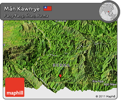 Satellite Panoramic Map of Mān Kawn-yè