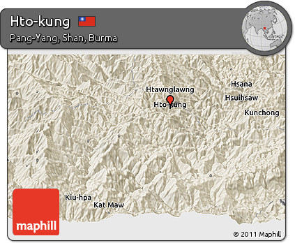 Shaded Relief Panoramic Map of Hto-kung