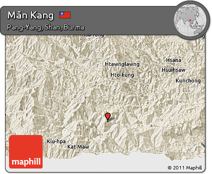 Shaded Relief Panoramic Map of Mān Kang