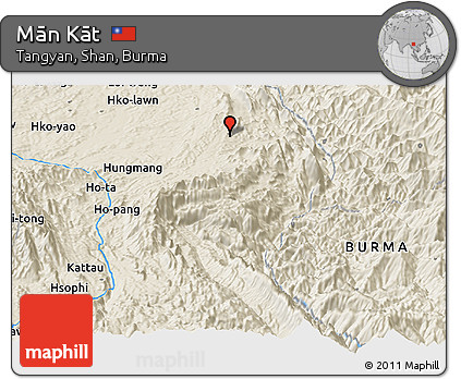 Shaded Relief Panoramic Map of Mān Kāt