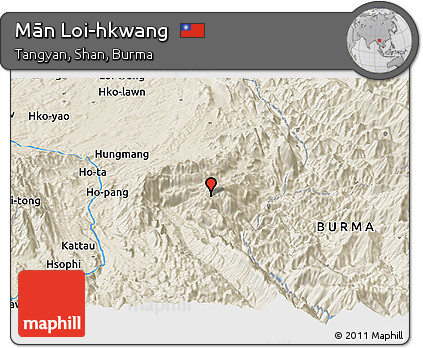Shaded Relief Panoramic Map of Mān Loi-hkwang