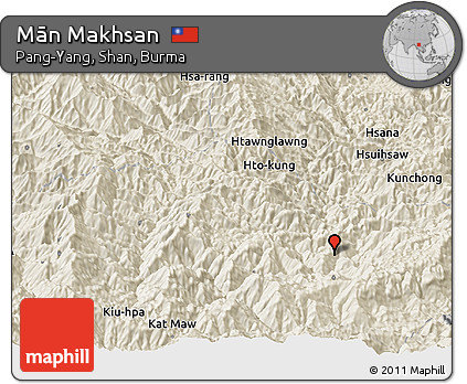 Shaded Relief Panoramic Map of Mān Makhsan